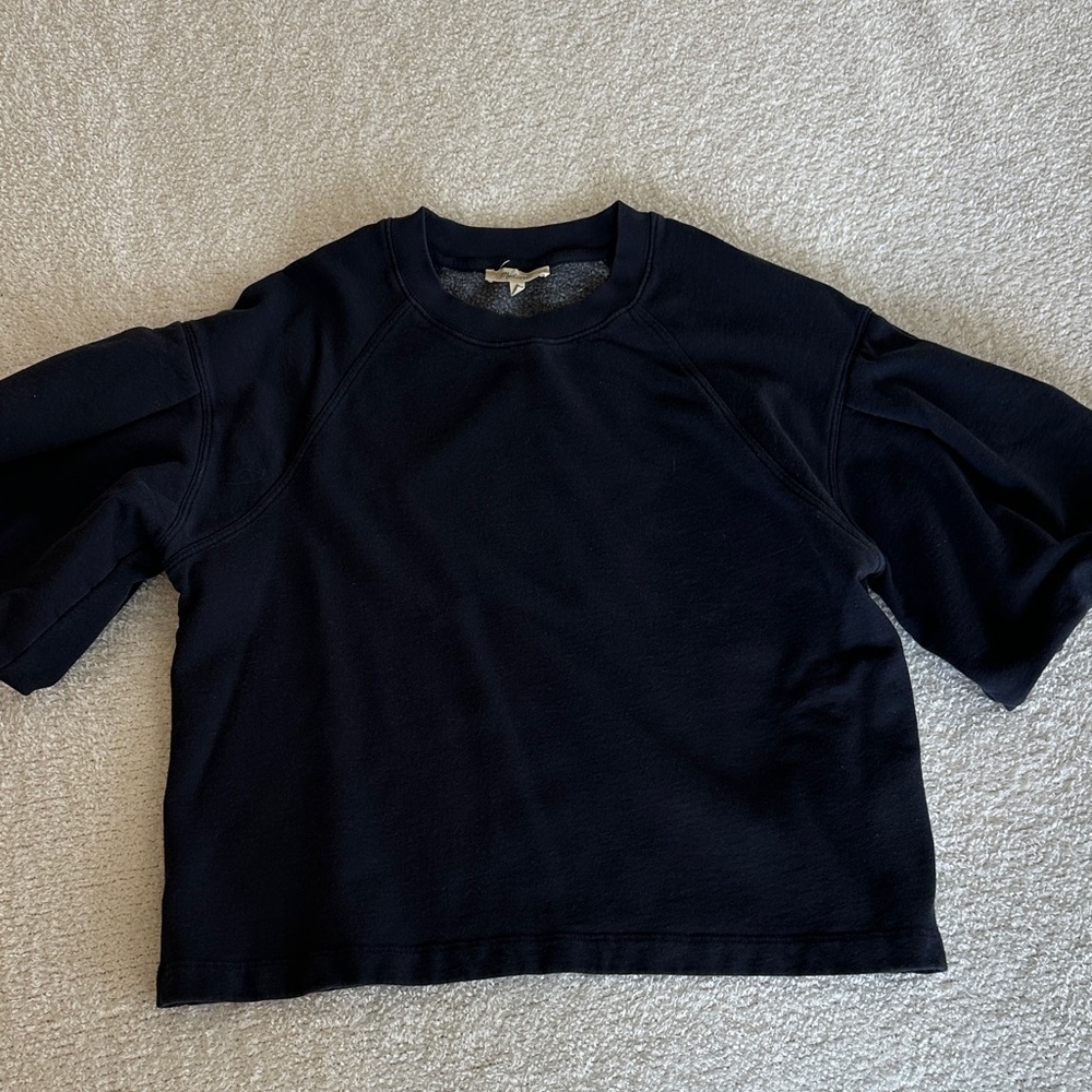 Madewell SweatShirt Top with Puff Sleeves- Navy Small